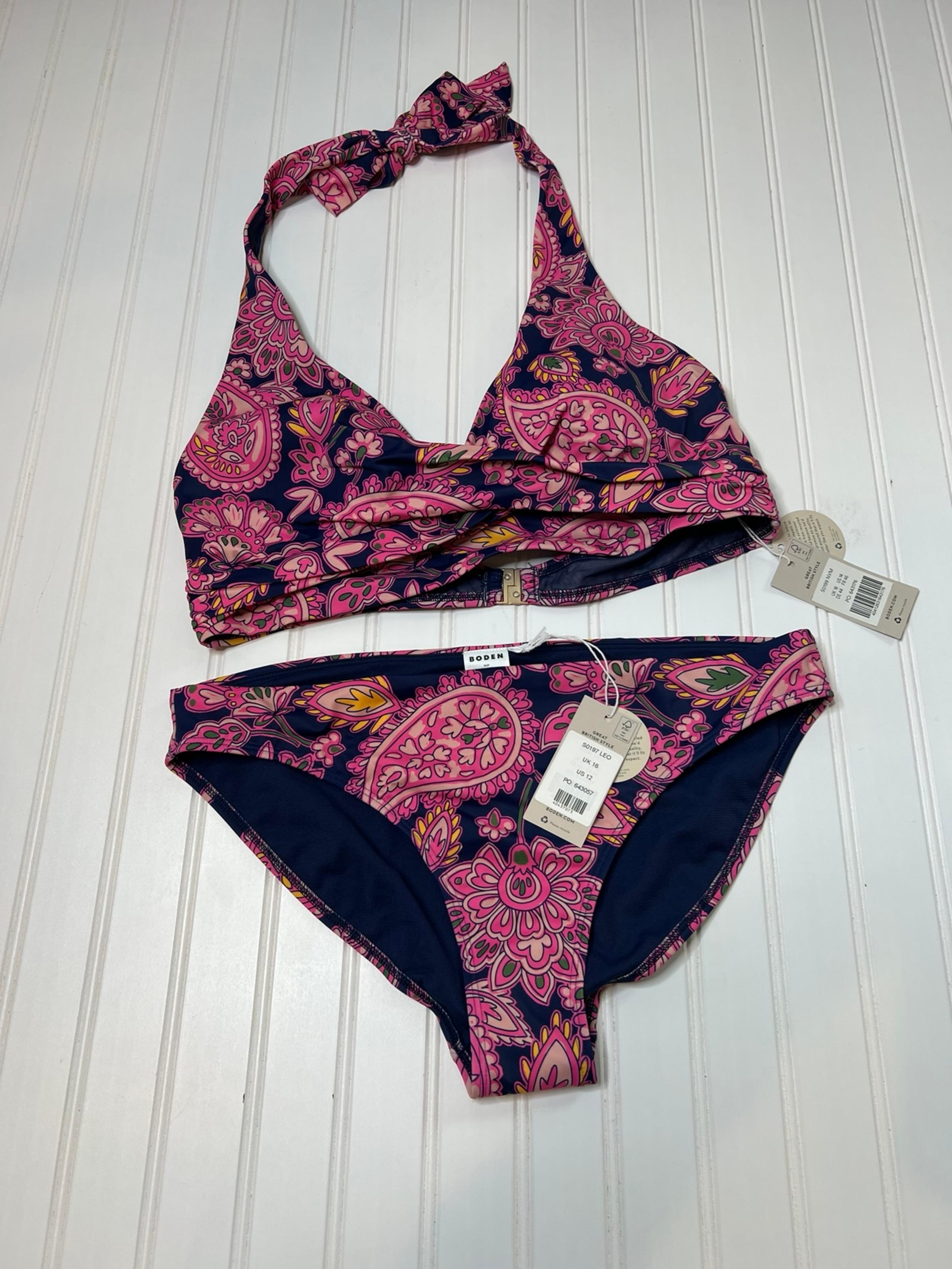 Boden Levanzo Halter Bikini Top US 14 Blue Swim Women Classic Bottom 12 NEW 371