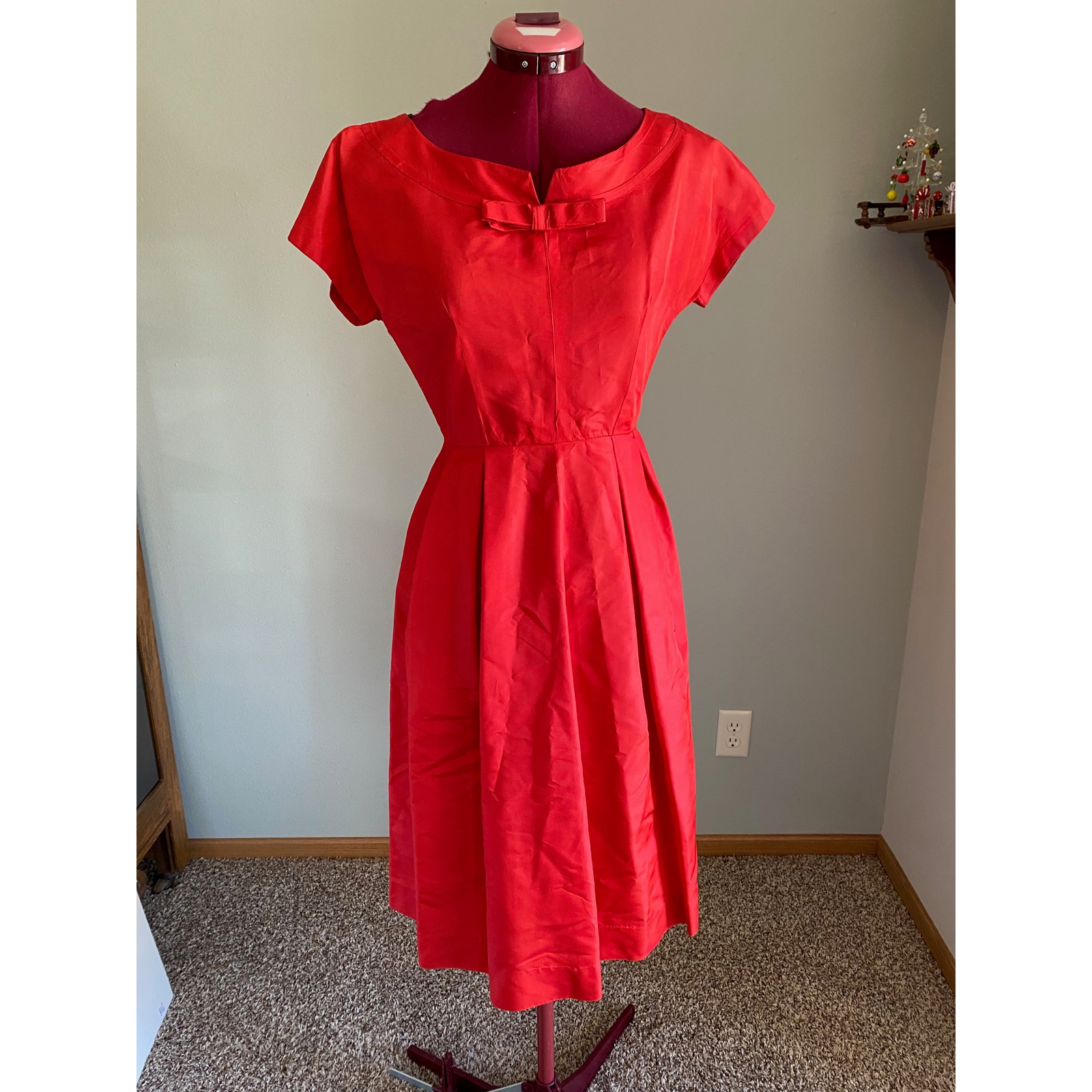 dress fit and flare Red party Vintage 1950s