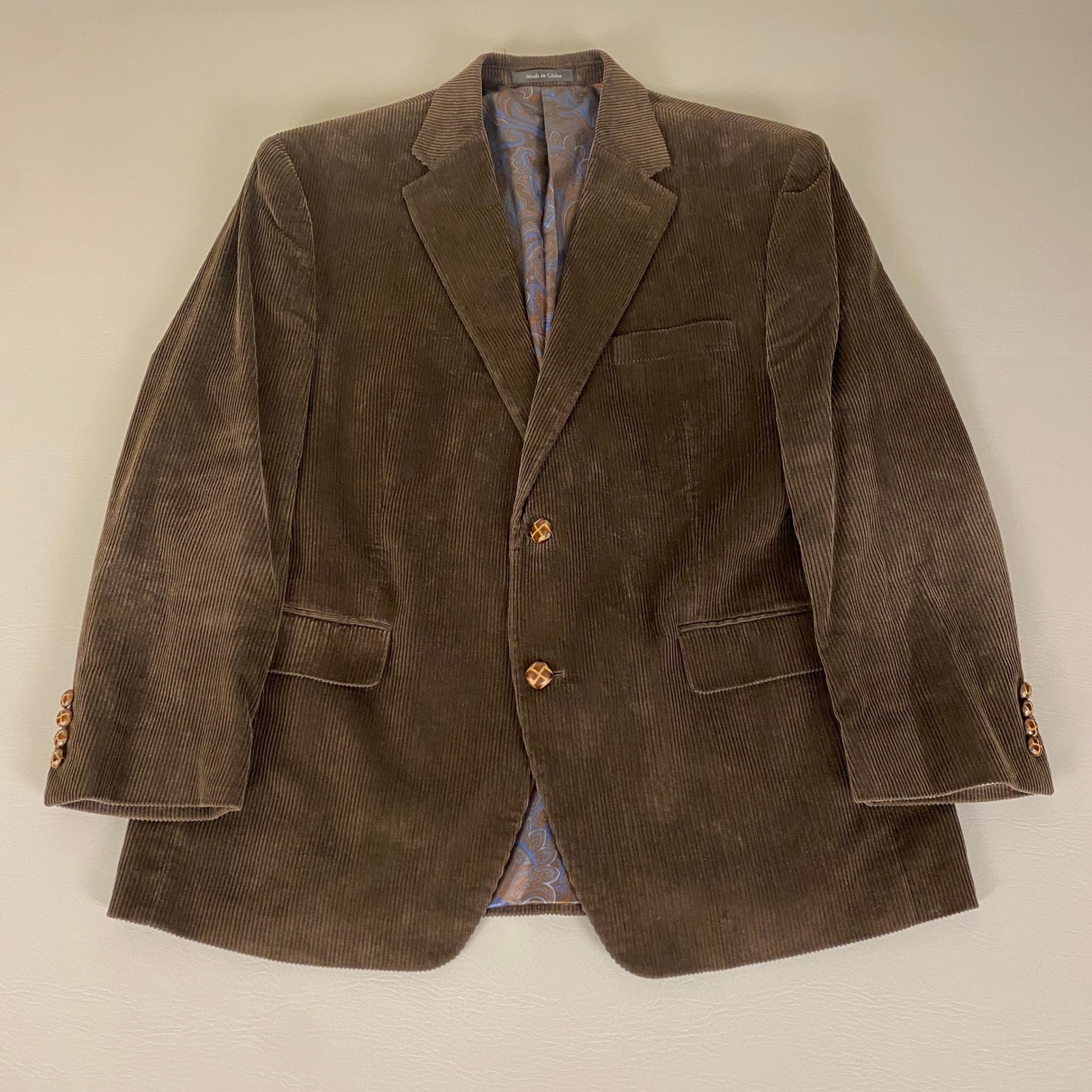 Ralph Lauren Corduroy Blazer Sport Coat Men's Size 42S Brown Paisley Lined EUC