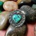 925 Sterling Silver & Kingman Turquoise Heart Statement Ring Size 8