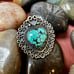 925 Sterling Silver & Kingman Turquoise Heart Statement Ring Size 8