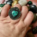 925 Sterling Silver & Kingman Turquoise Heart Statement Ring Size 8