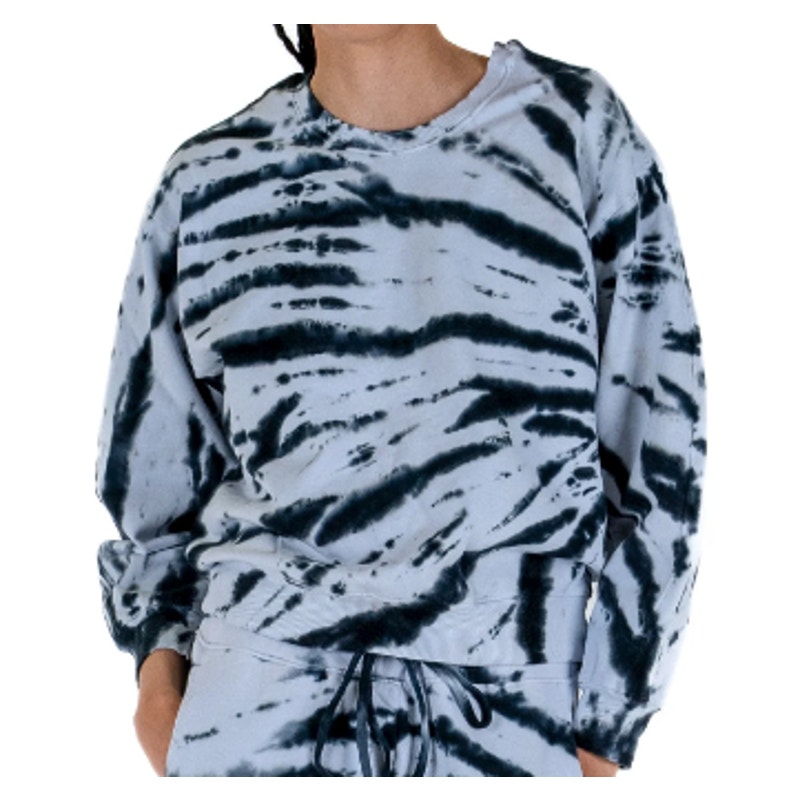 Lacausa Zebra Tie Dye Slater Sweatshirt - Blue Organic Cotton- Sz Large - 132