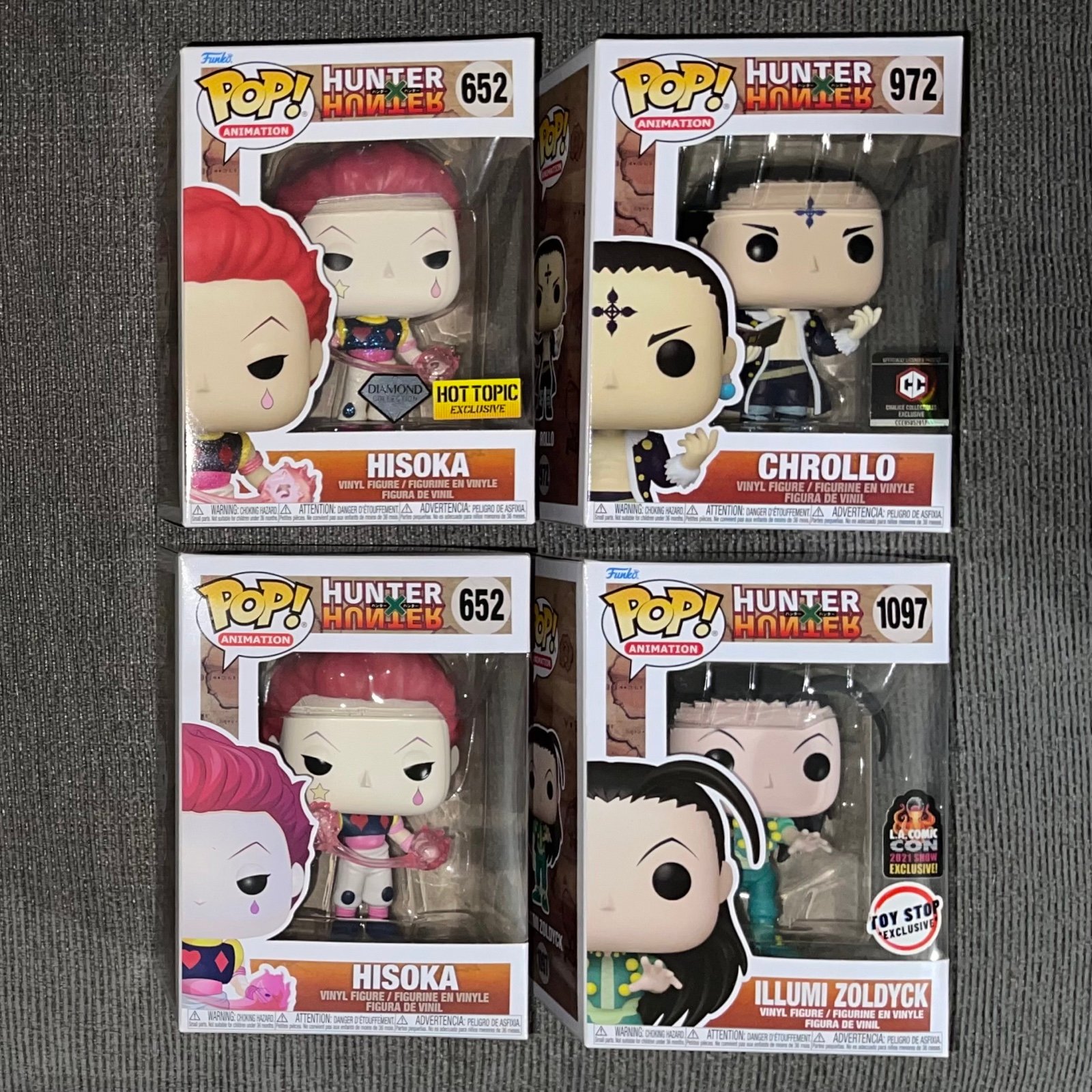Hisoka 652 Chrollo 972 Illumi Zoldyck 1097 Funko Pop