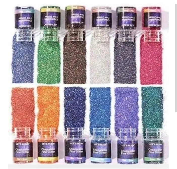 Let's Resin Chameleon Fine Glitter, 12 Bottles