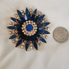 Amazing large vivid blue vintage brooch by Juliana