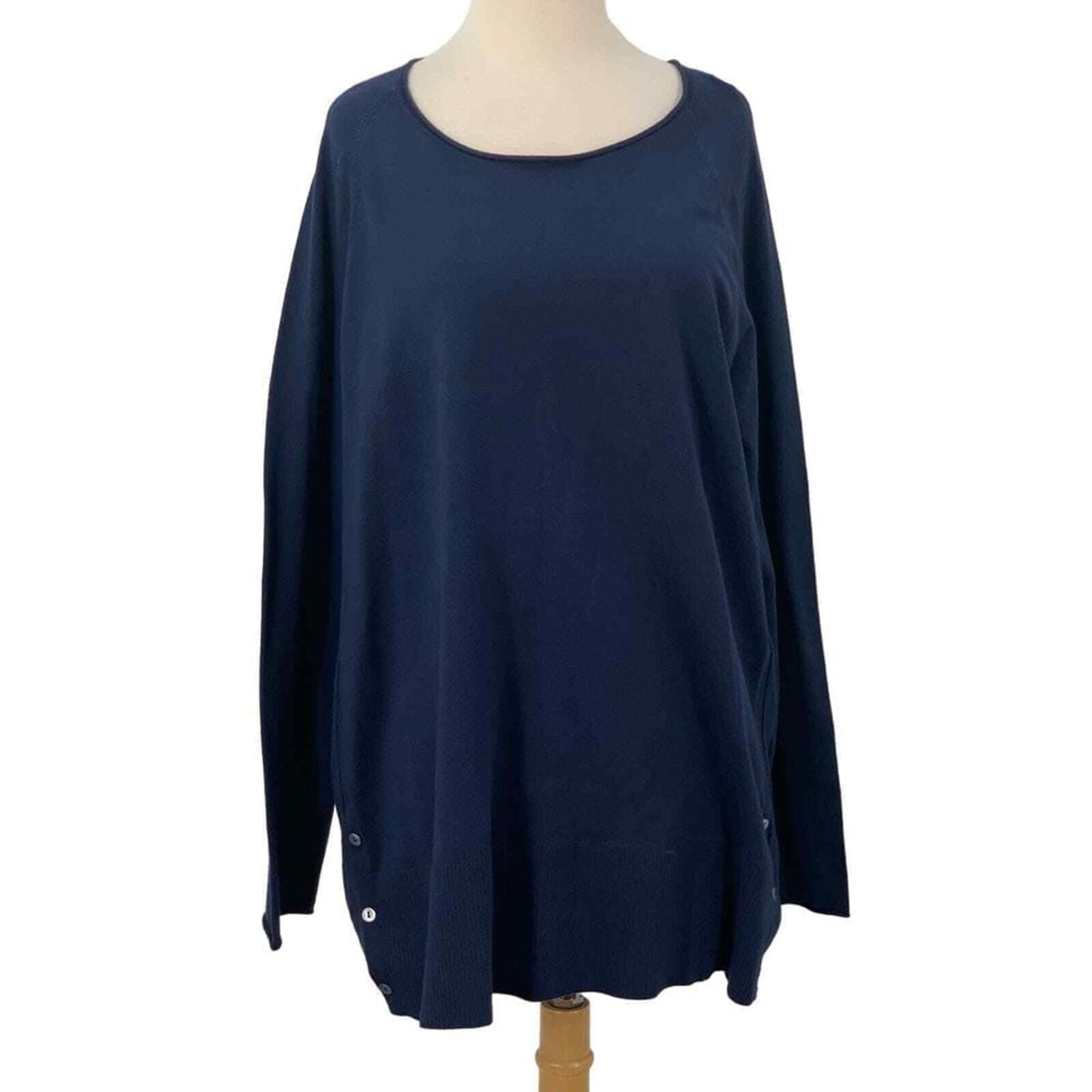 Soft Surroundings Women's LS Saturday Soft Tunic/Sweater Side Buttons Navy XL