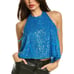 Ronny Kobo Tella Blue Sequin Halter Top