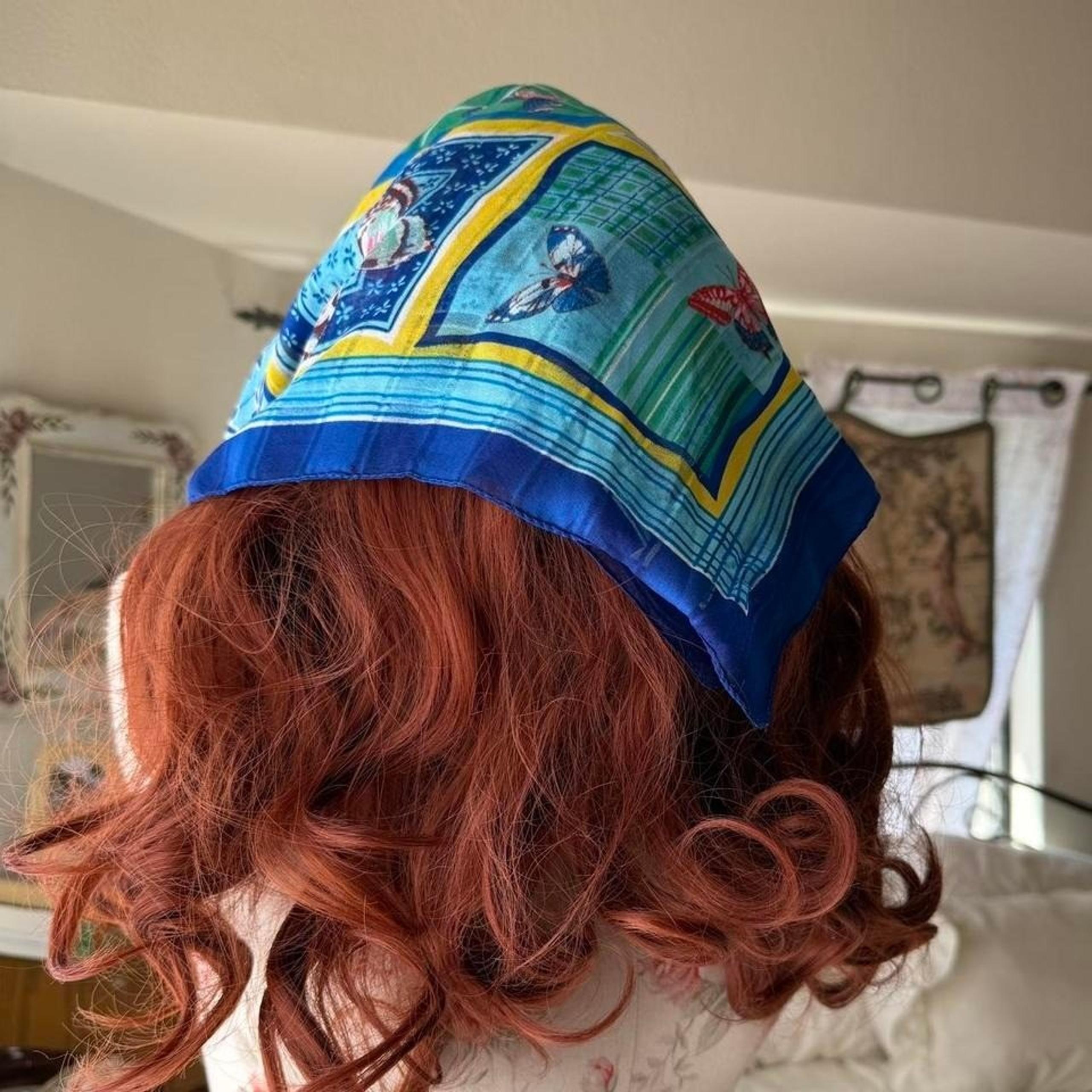 vintage blue butterfly scarf