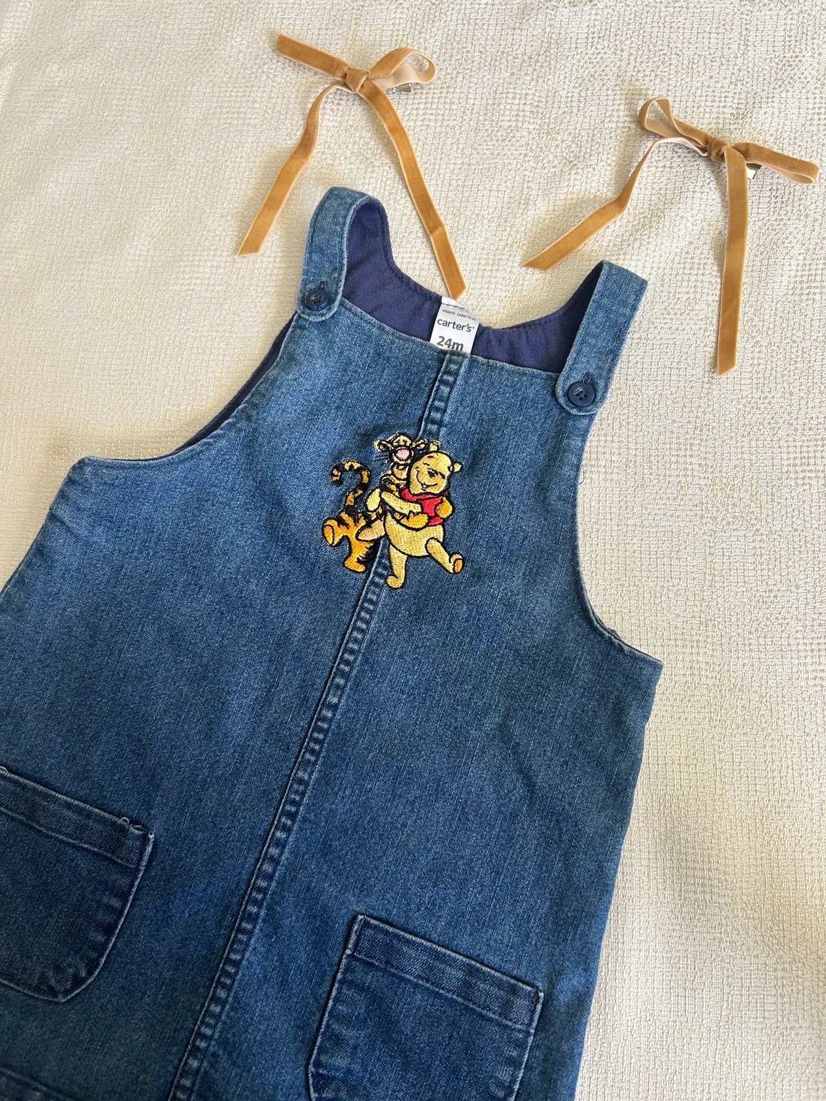 Vintage Inspired Denim Overall Dress Winnie the Pooh
