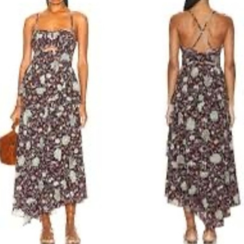 NEW Ulla Johnson Josanna 100% Silk Gown Floral Ruffle Tiered Maxi Dress Sz 14