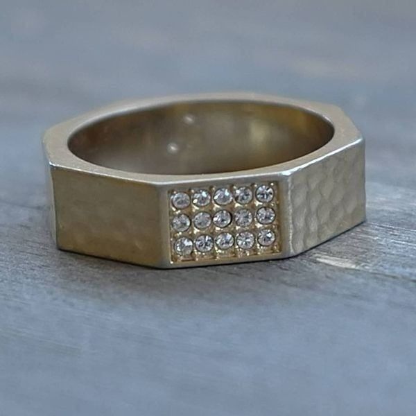 Brighton MERIDIAN ZENITH Faceted Ring Gold Tone Hammered Crystals sz 9.5 Retired