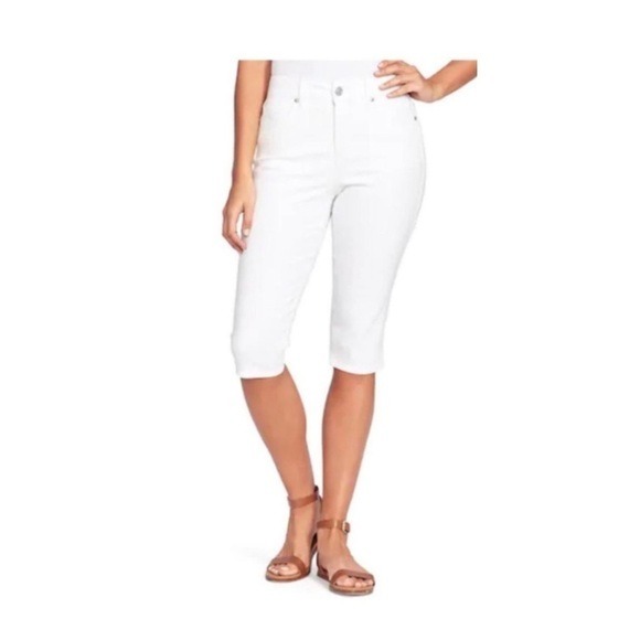 Gloria Vanderbilt Womens White Curvy Skimmer Denim Skinny Jean Capris Sz 16 NWT