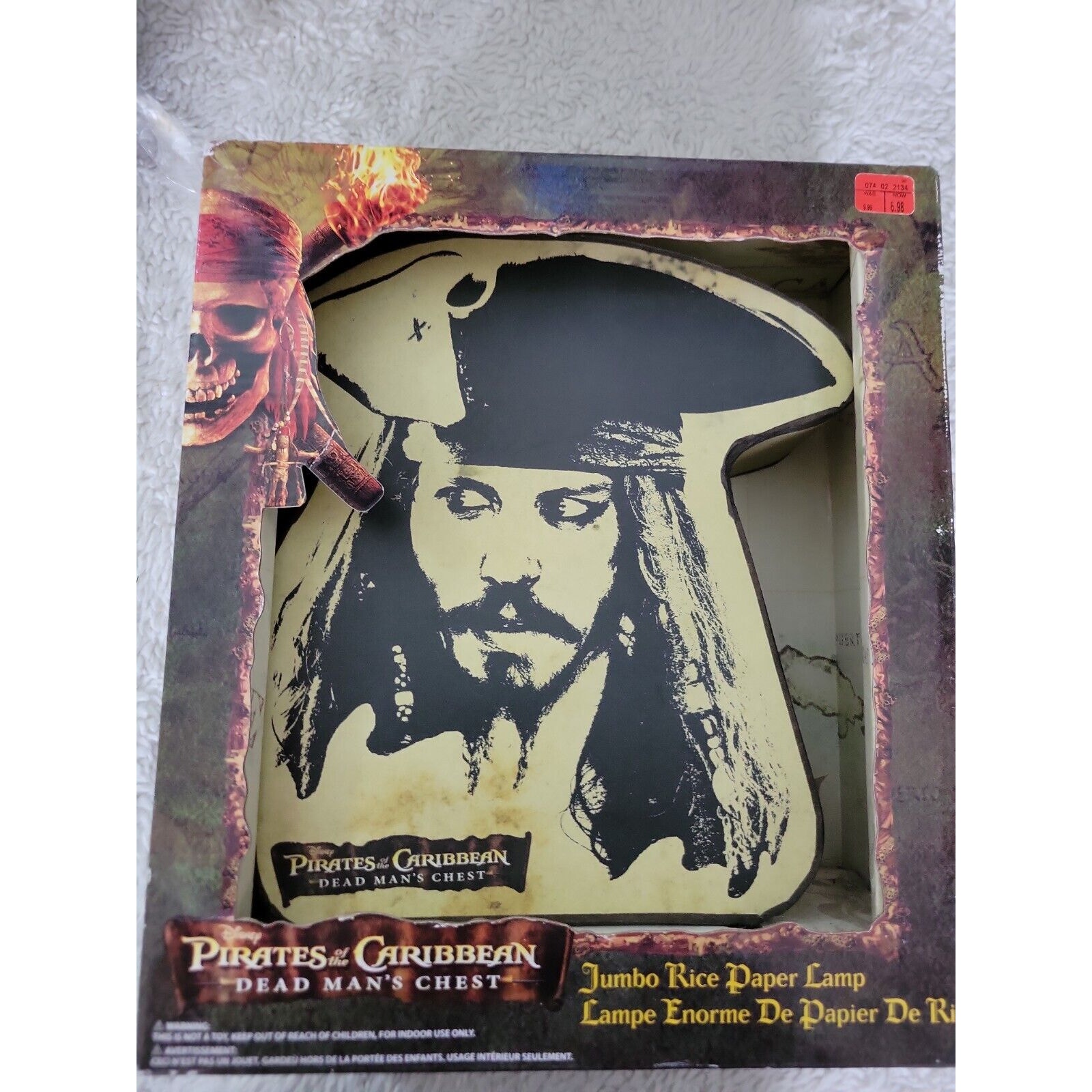 Johnny Depp - Disney Pirates of the Caribbean Rice Paper Lamp *NEW* 10x9