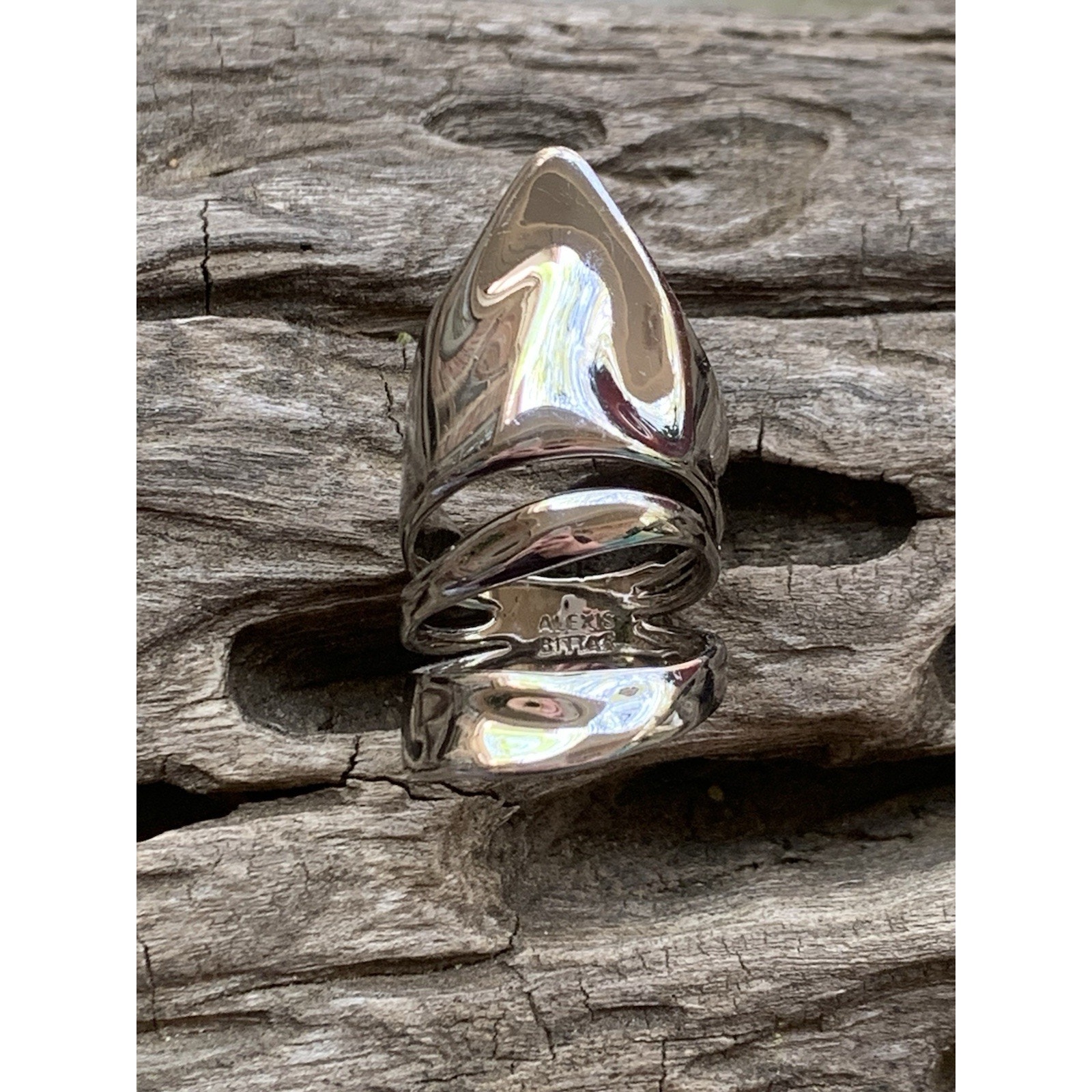 Alexis Bittar Gunmetal/Silver Molton Ring Size 6