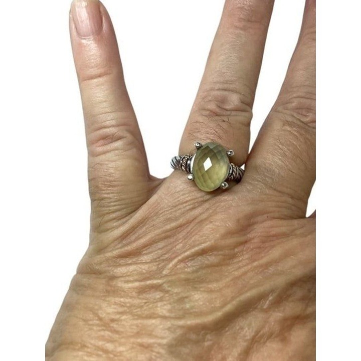 Sterling silver 14k yellow citrine designer ring Size 9