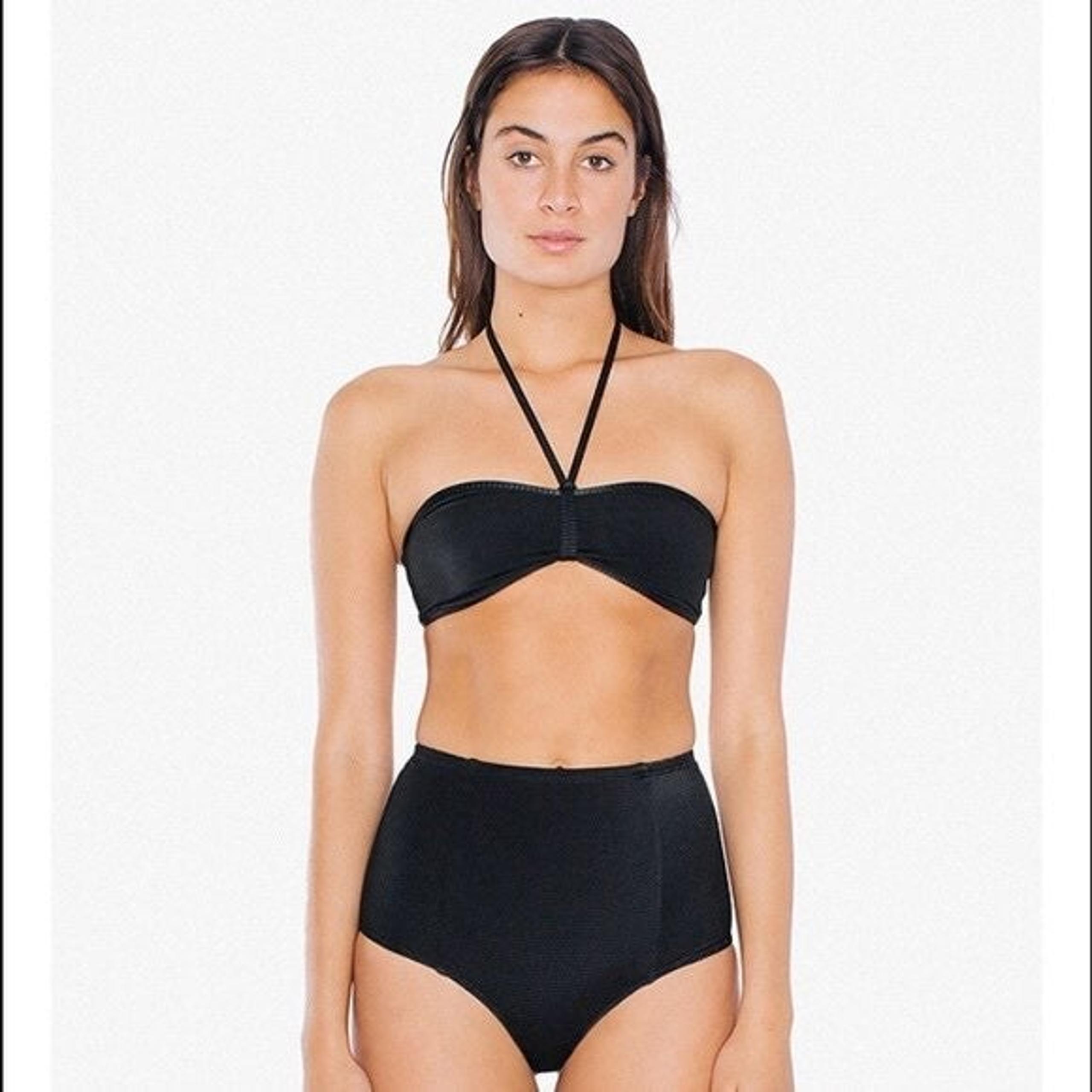 American Apparel Black High Waist Swim Bikini Bottoms