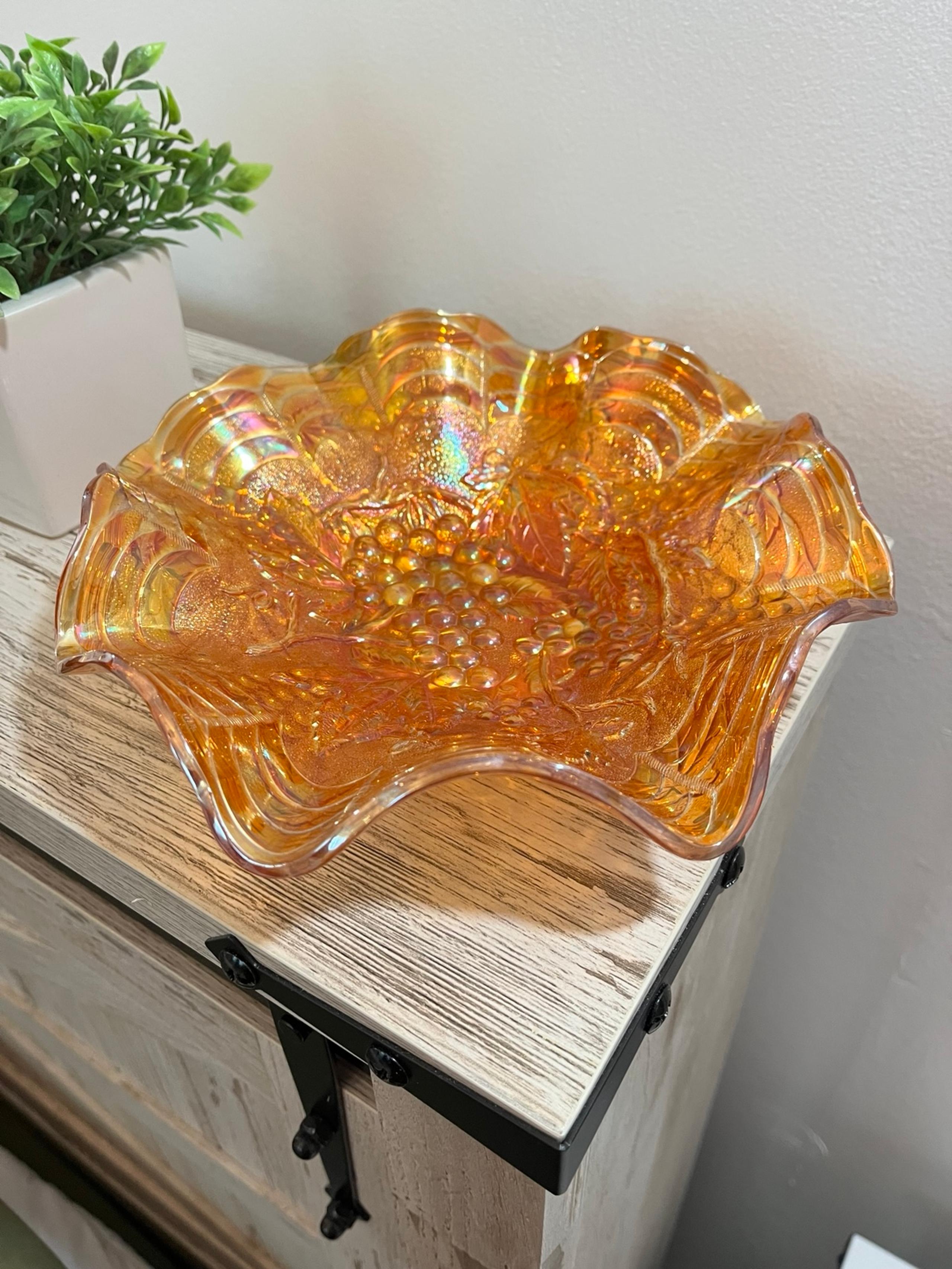 Marigold carnival glass decorative dish