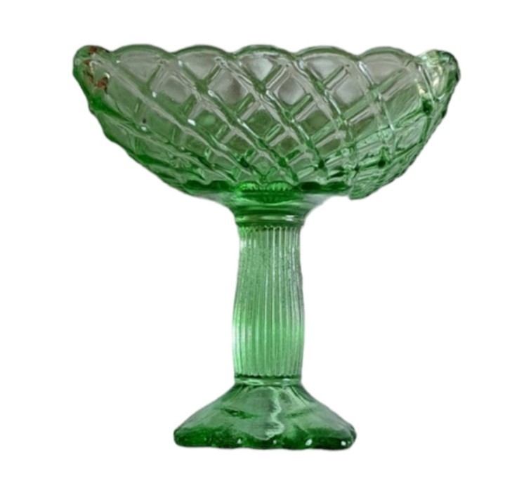 Vintage L.E. Smith Green Glass Trellis Compote