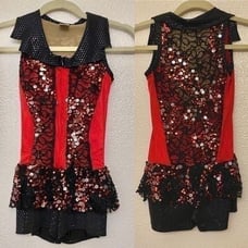 A Wish come true Dance costume red biketard full zip sequin jazz tap child IMC