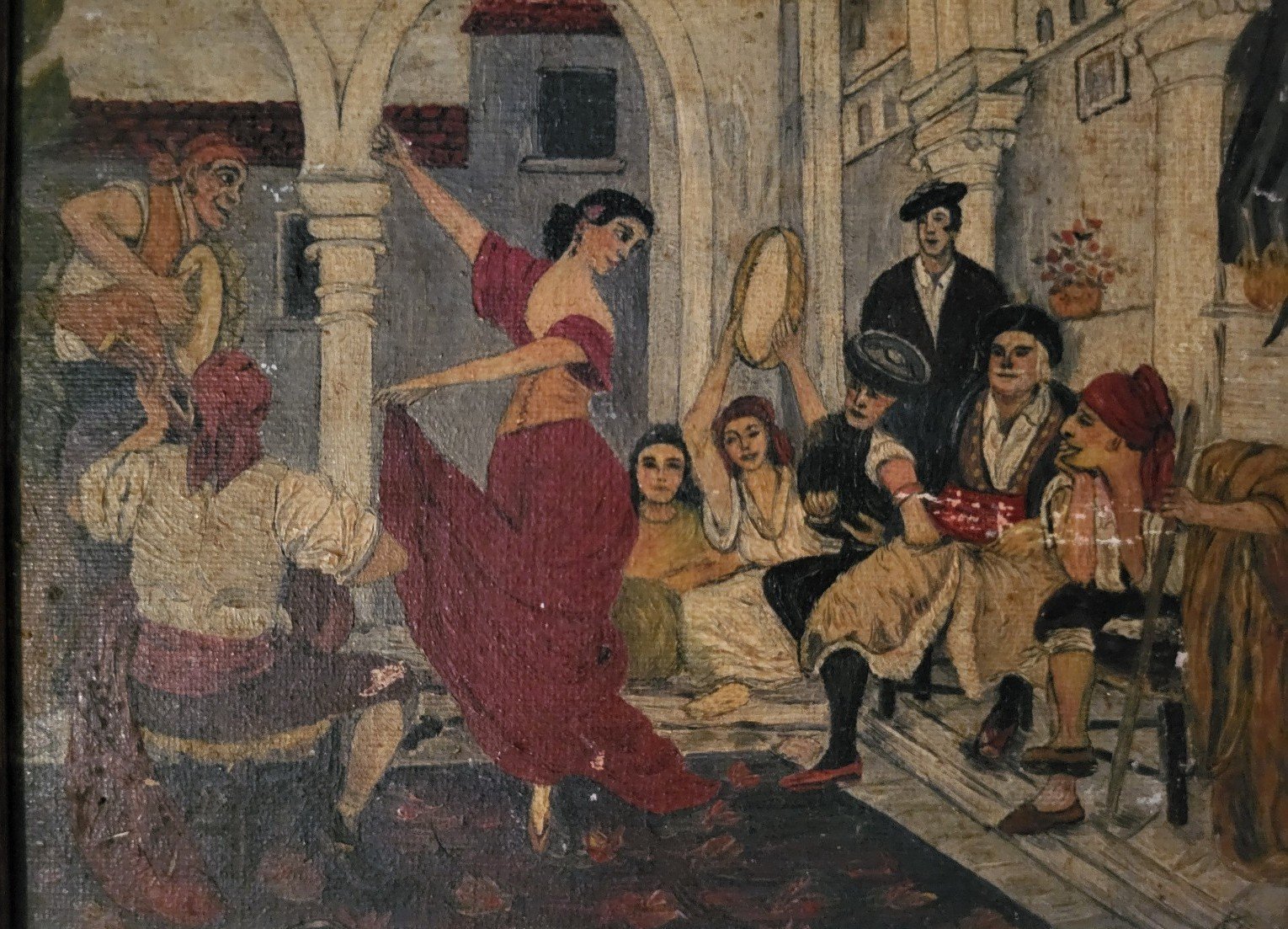 Vintage c1930s flamenco signed painting on canvas