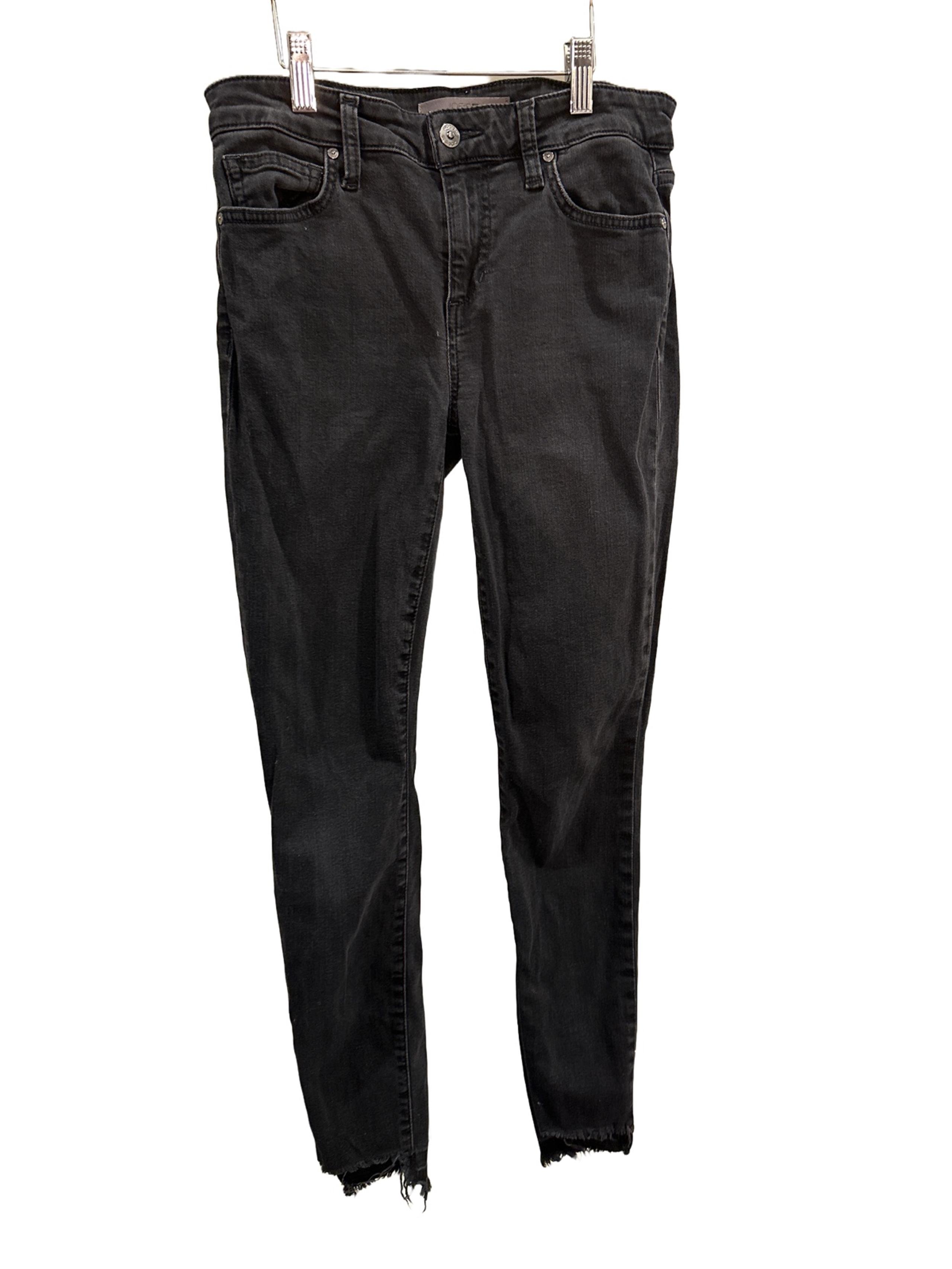 Joe's Womens Frayed Hem Ankle Skinny Jeans Size 27 Black Dark Wash Denim