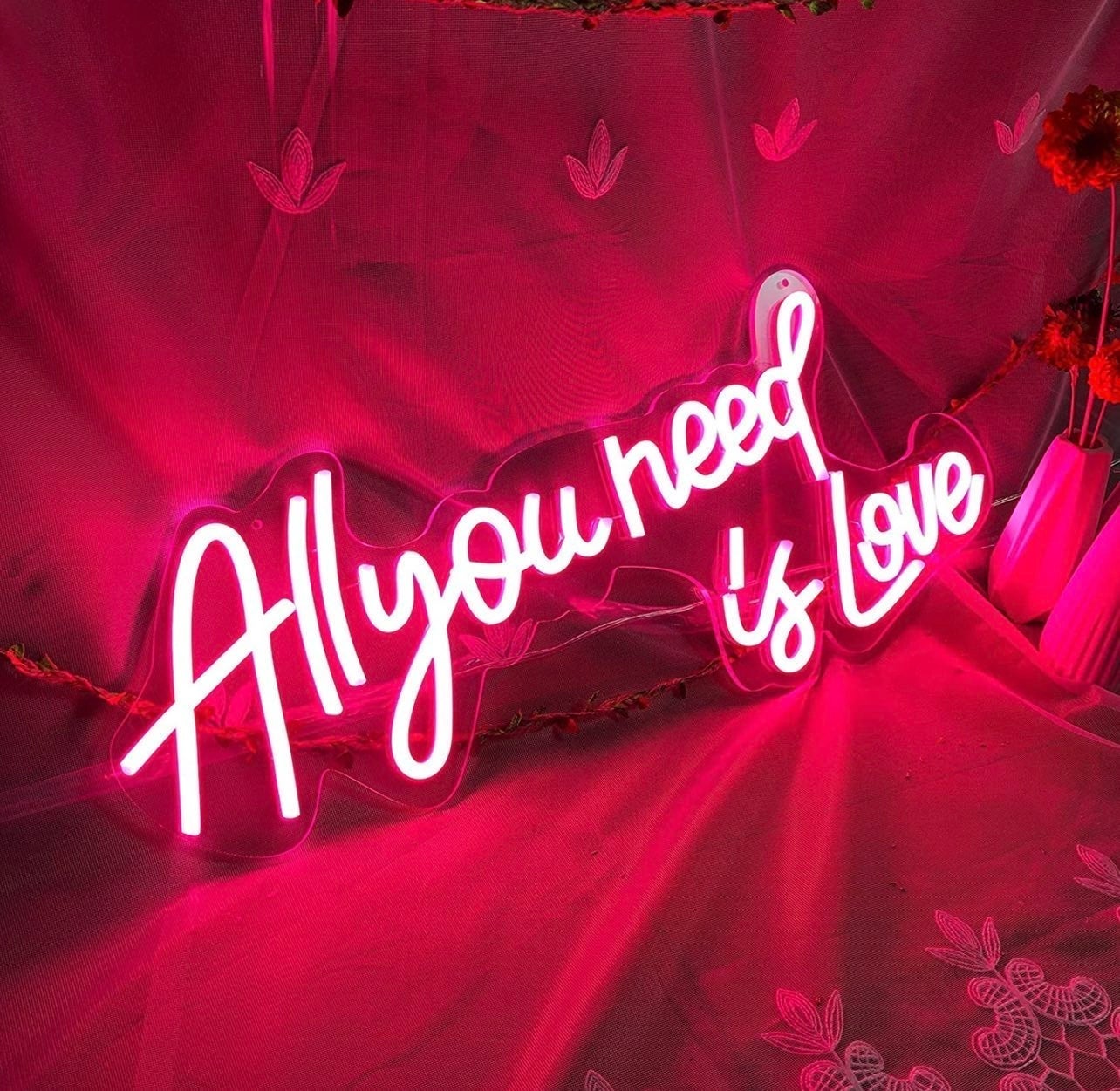 Lovely Bright Pink “All You Need is Love” LED Light Sign Room Decoration