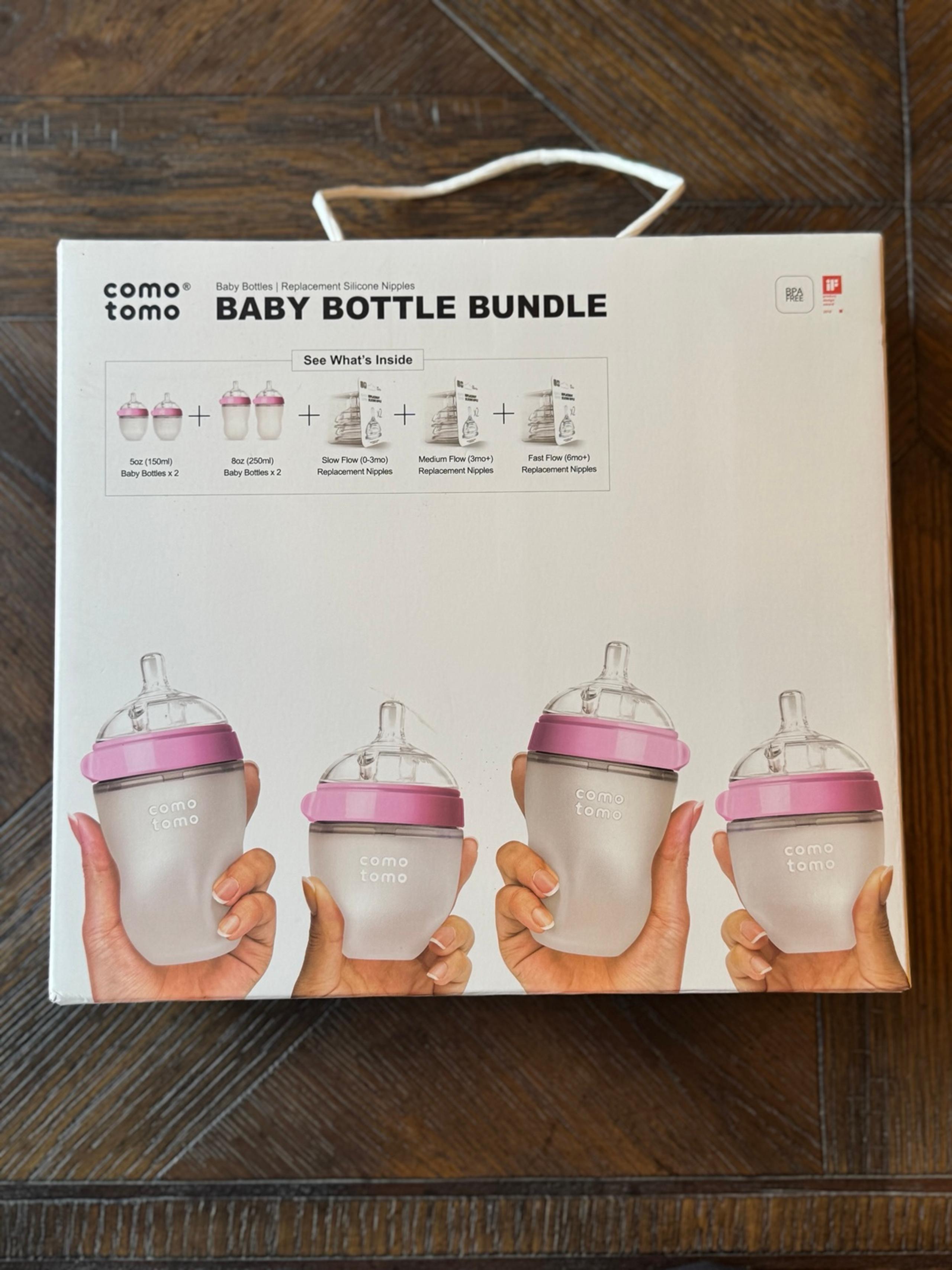 COMOTOMO | Baby Bottle Bundle, Pink | 7 Piece Set