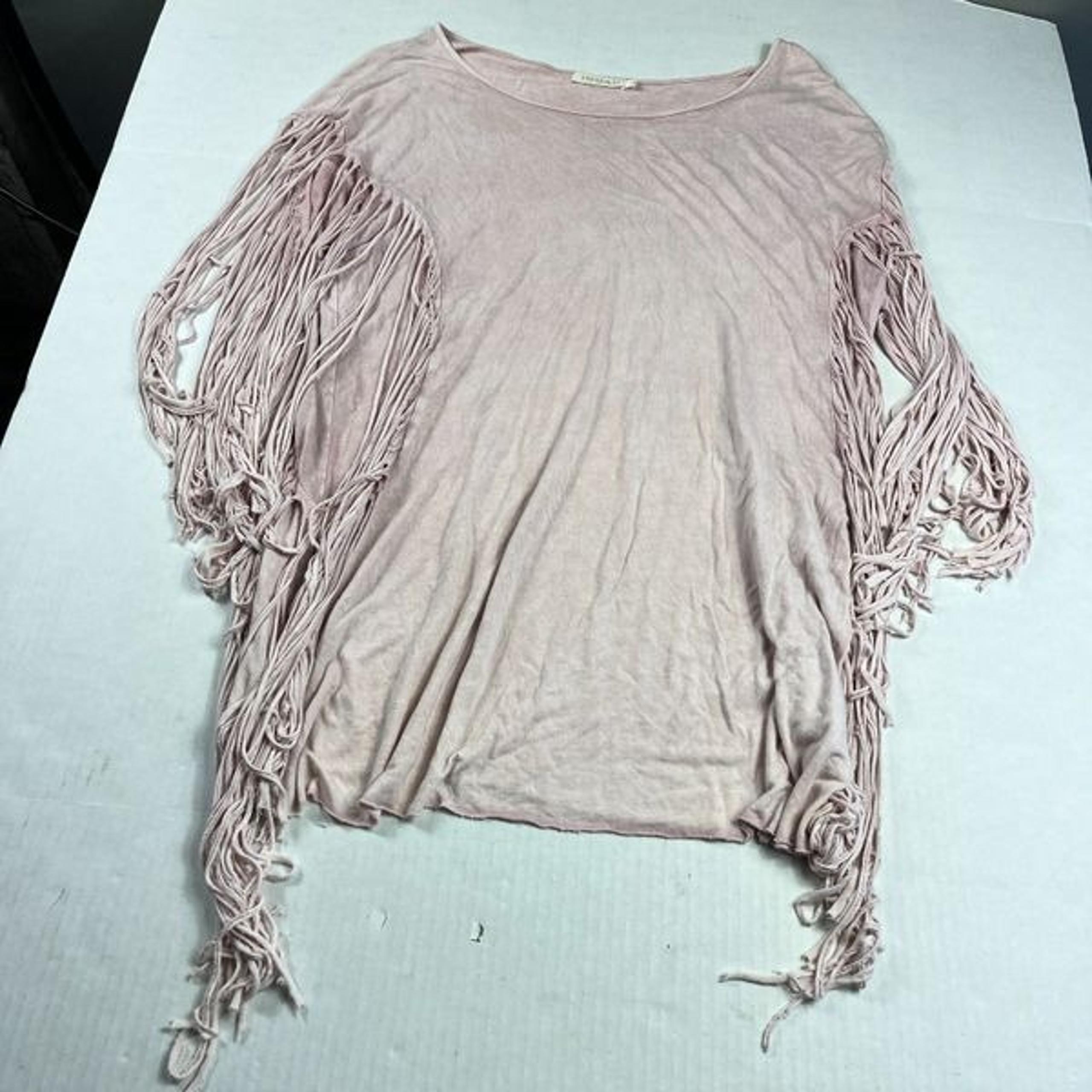 Indah Fringe Sleeve Tunic Top Pink Boho Festival Shabby Grunge Longline Size S/M