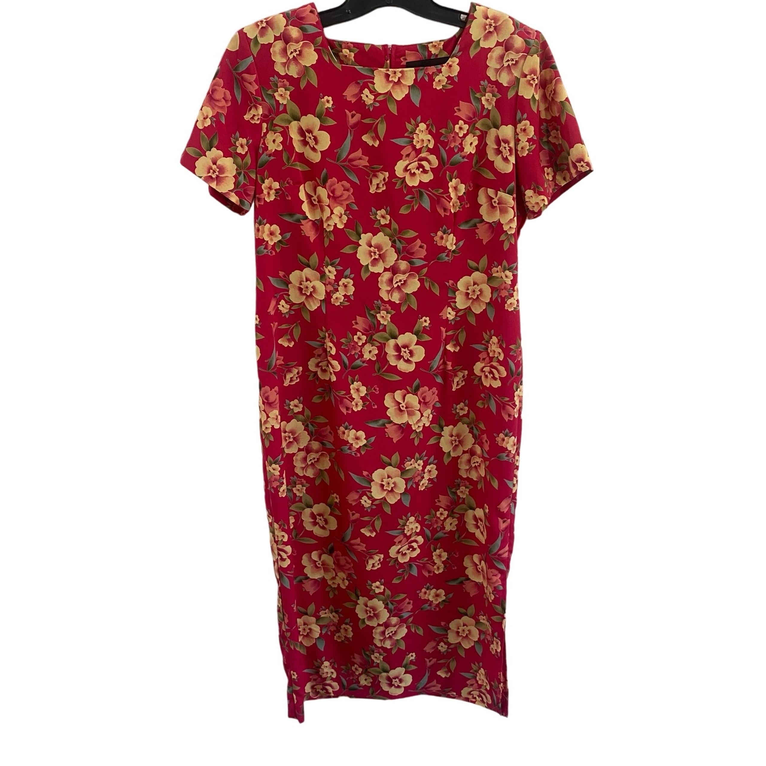 Sag Harbor Petites Floral Long Sheath Dress Square Neckline Size 10P