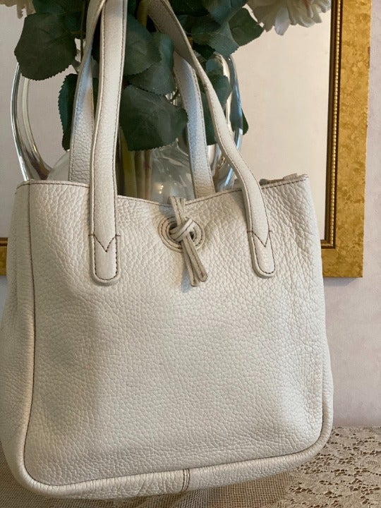 Vintage J.Crew White Pebbled Leather Hobo/Tote Style Bag