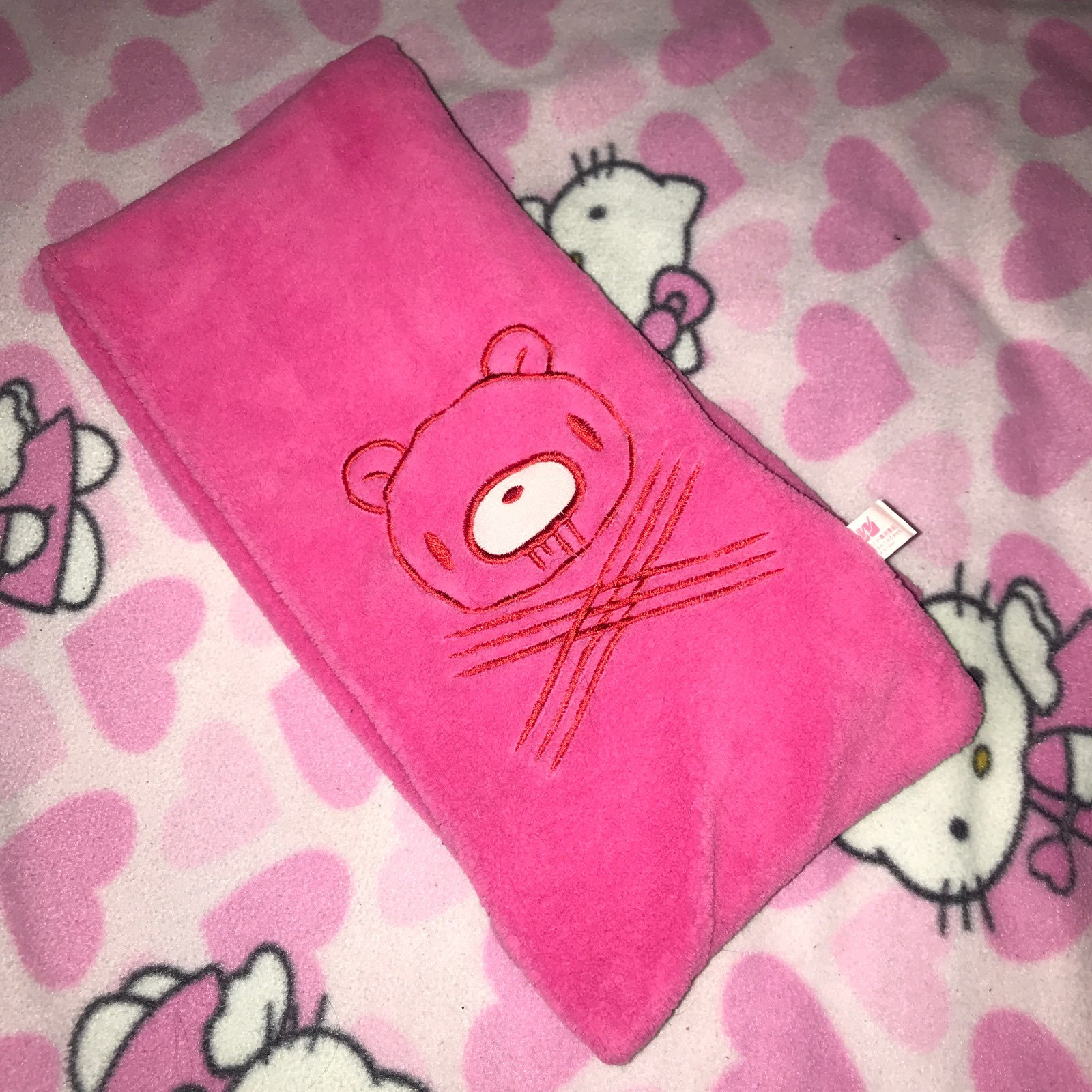 Gloomy bear pink fuzzy scarf