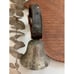 Vintage metal goat bell with leather strap barn find as is