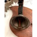 Vintage metal goat bell with leather strap barn find as is