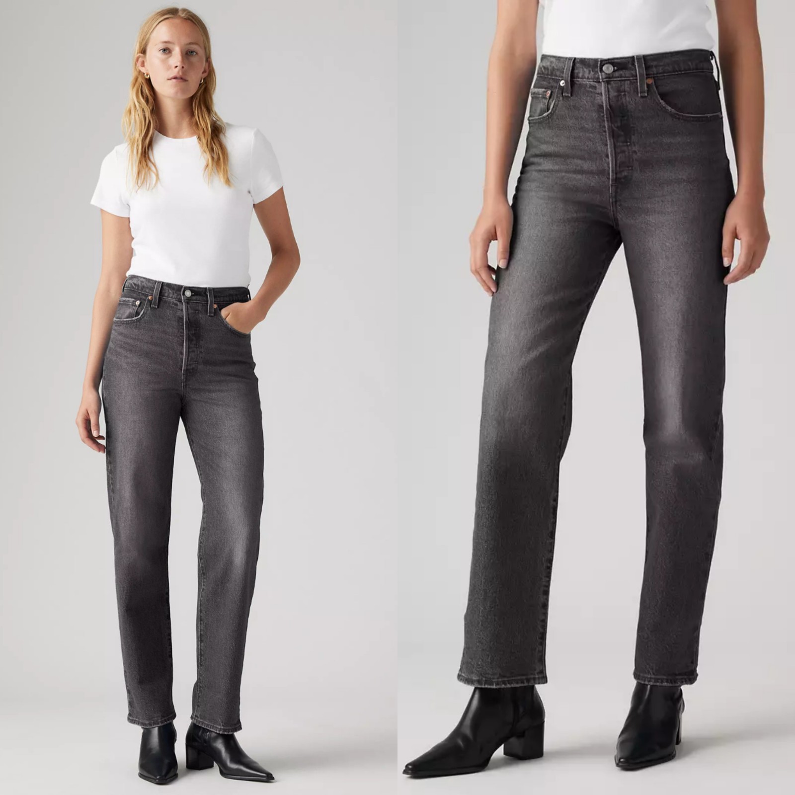 Levi's Ribcage Straight Ankle Women's Jeans in Well Worn Black, Size 24