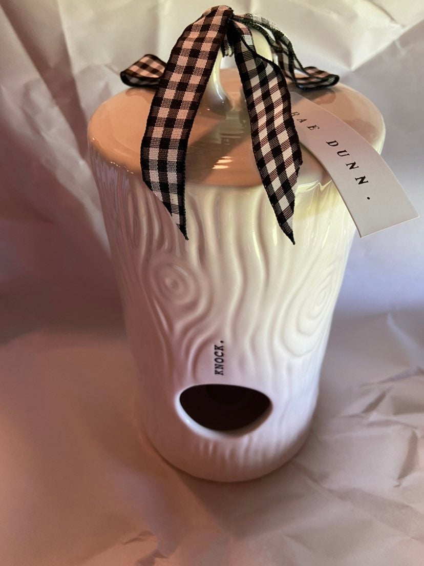 Rae Dunn woodgrain birdhouse