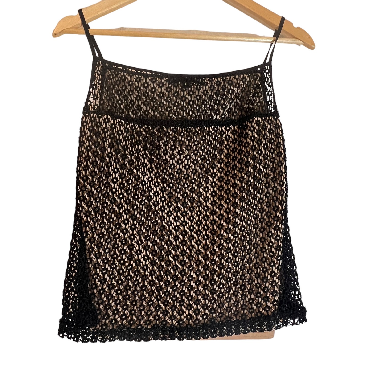 Vintage To The Max Womens Sheer Black Camisole Top Large