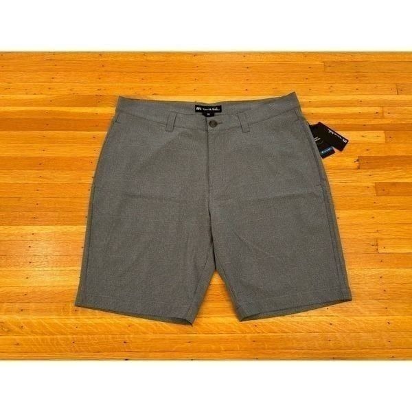 Travis Mathew Lifestyle Performance Shorts Grey Subtle Plaid Size 36 NWT