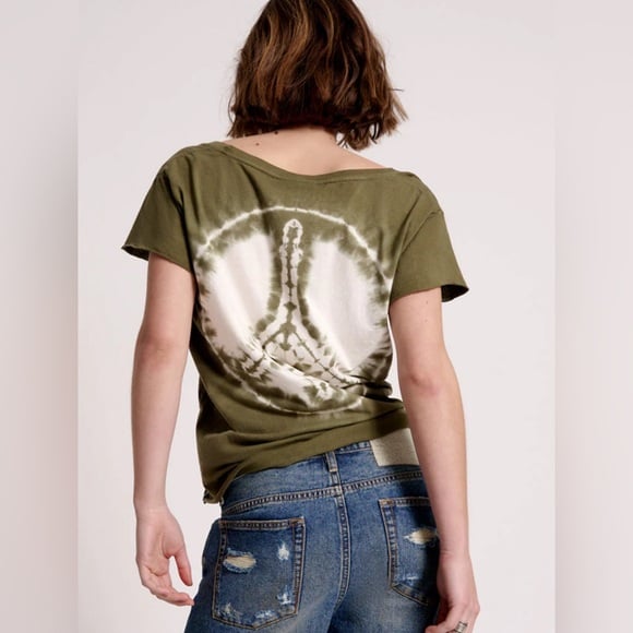 NWT One Teaspoon Organic Peace Tee- Khaki