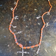 Vintage Coral Cross Necklace