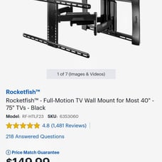 Full motion TV Wall Mount up to 75