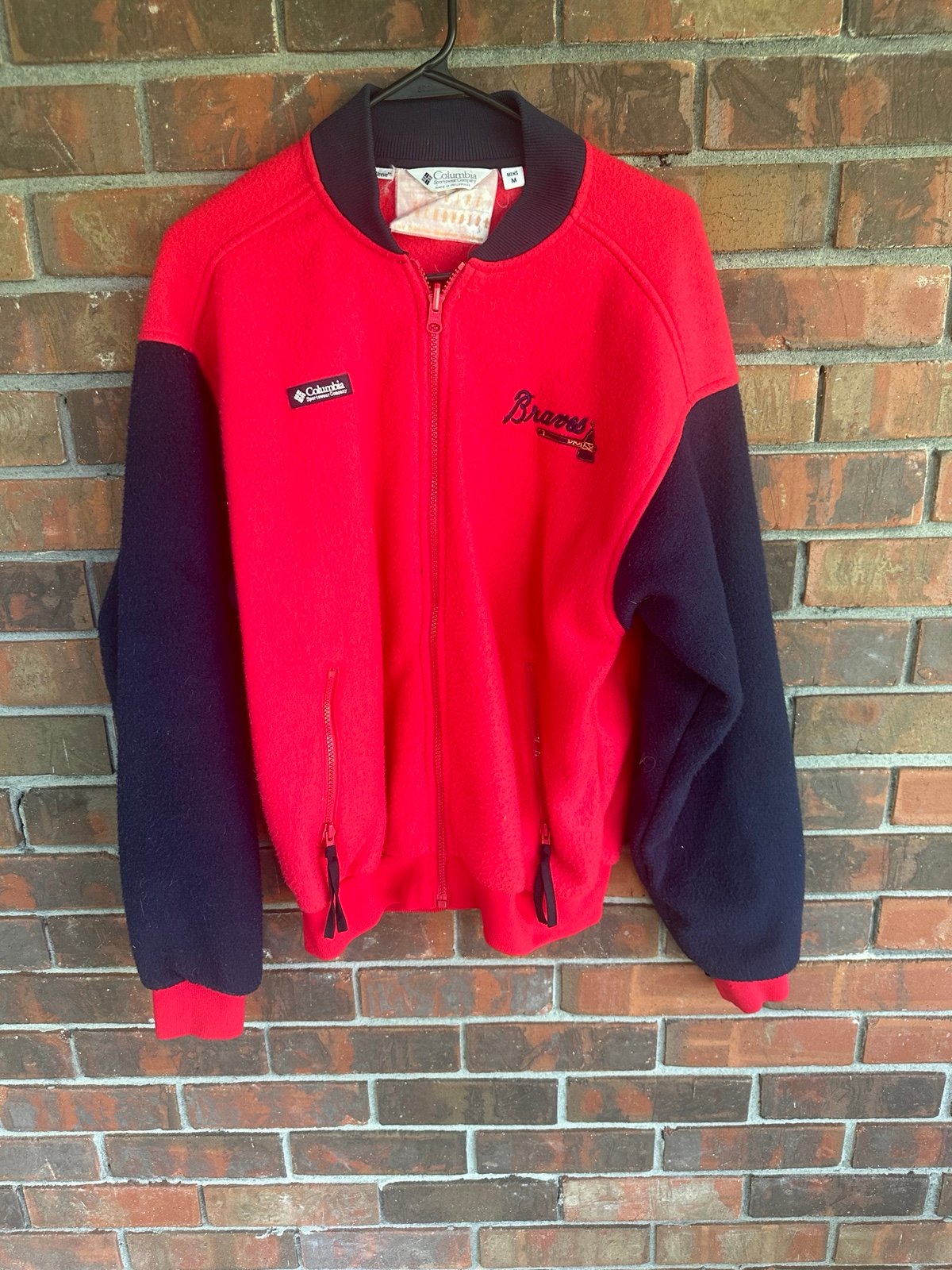 Vintage Atlanta Braves Fleece Bomber Jacket Size Medium Columbia