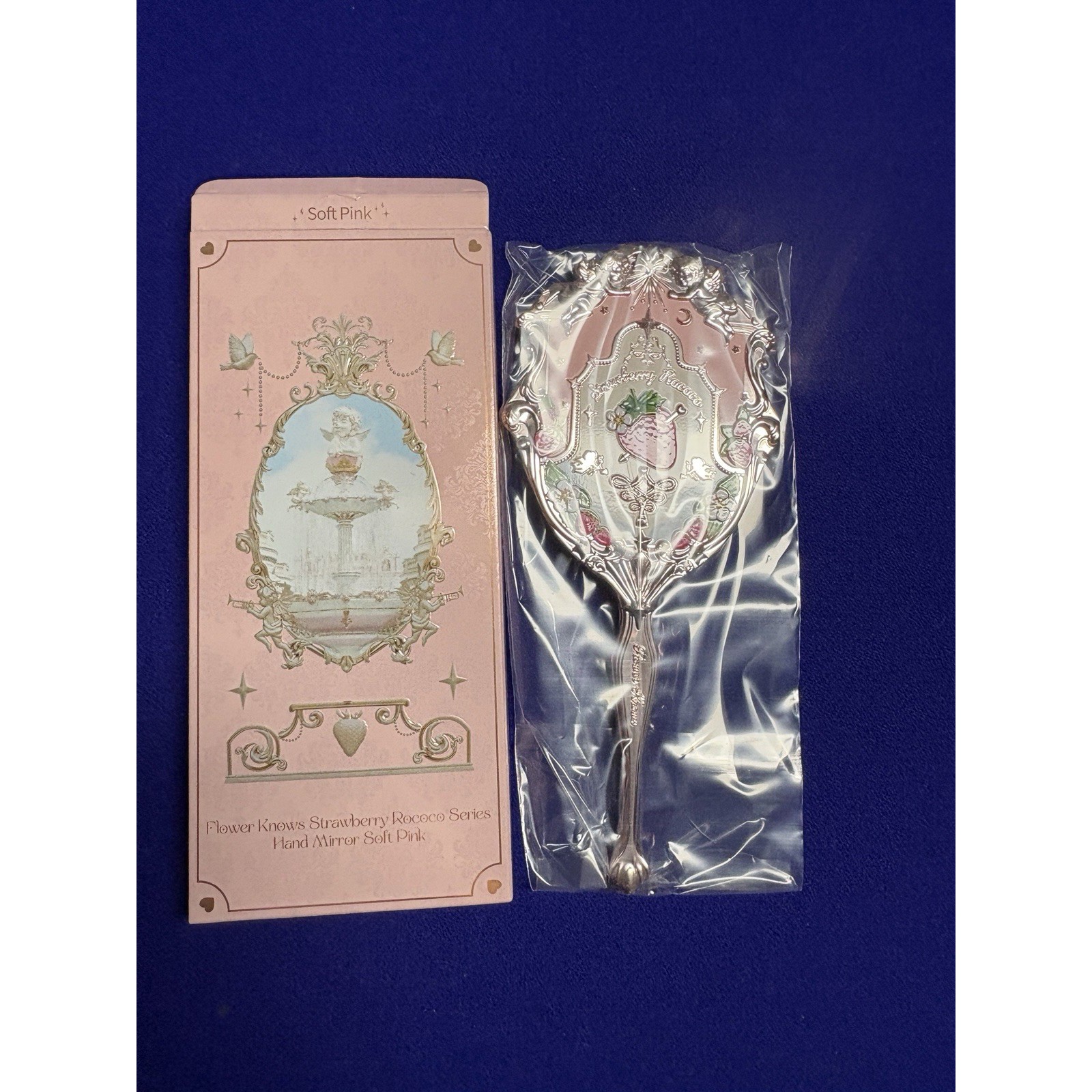 Flower Knows Strawberry Rococo Series Hand Mirror Soft Pink NEW