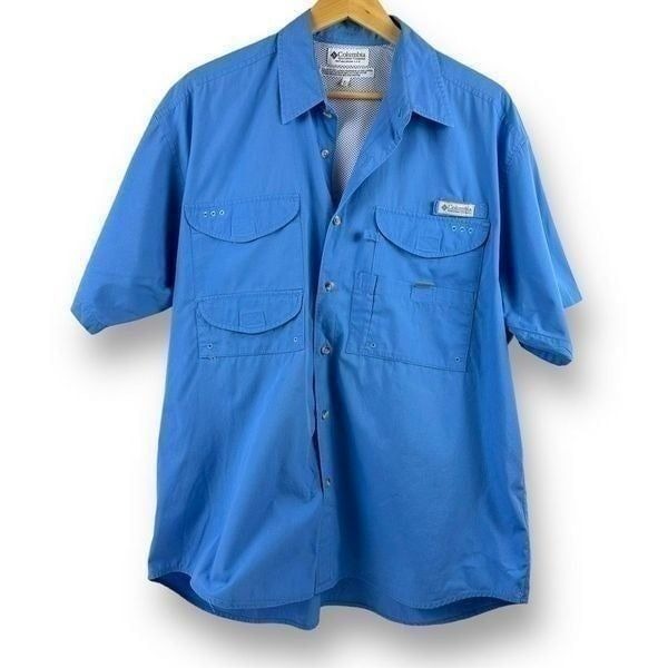 Columbia Mens Bonehead Short Sleeve Shirt Blue Size L