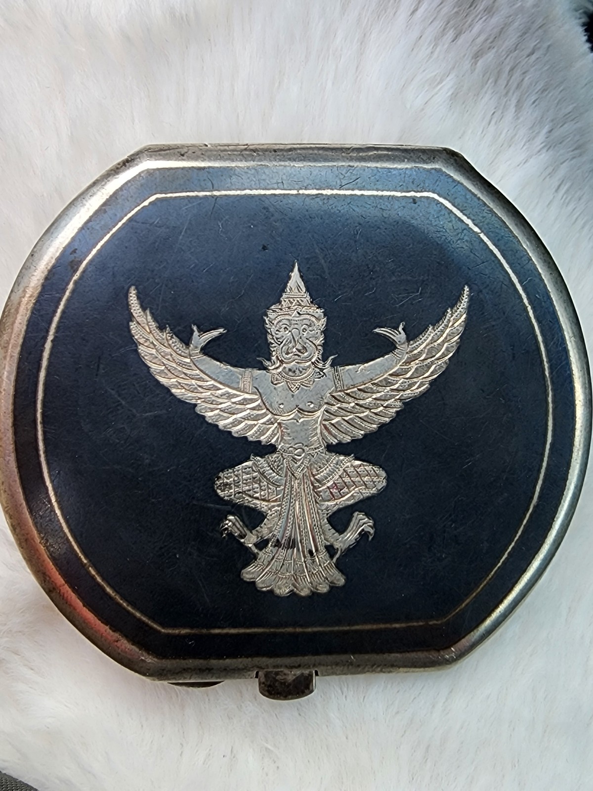 Sterling Siam vintage compact mirror.