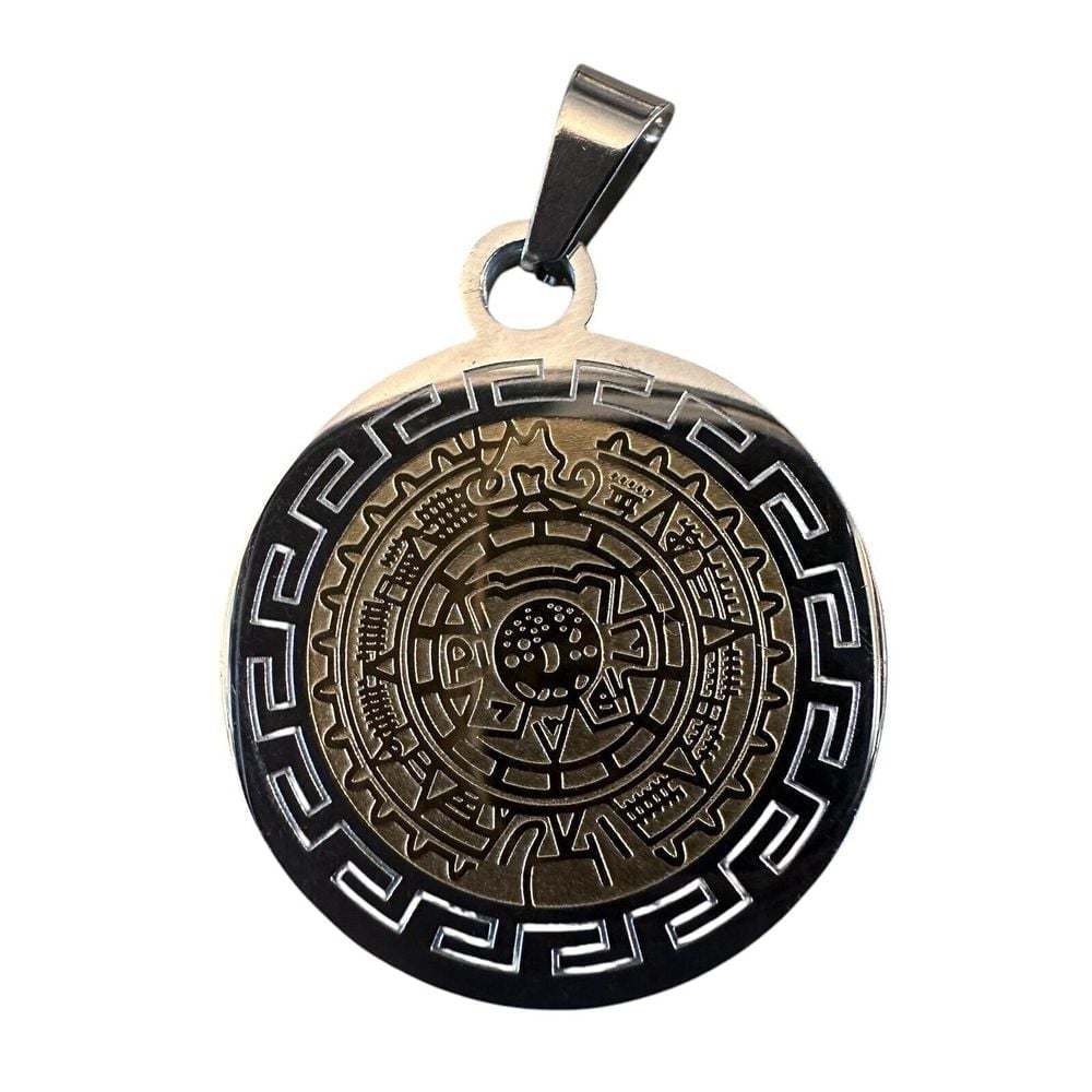 FINI Dream Jewelry Mexican Mayan Calendar Pendant 2-Tone Gold Silver
