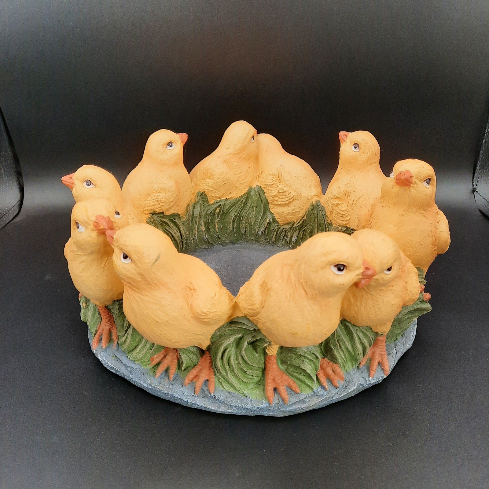 Circle of Baby Yellow Chicks Easter Candle Ring Centerpiece Table Decor