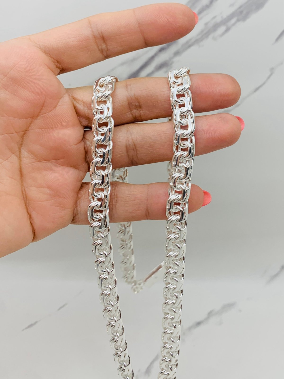 925 Sterling Silver Necklace Men’s Chino link Chain 9mm in width 24” long