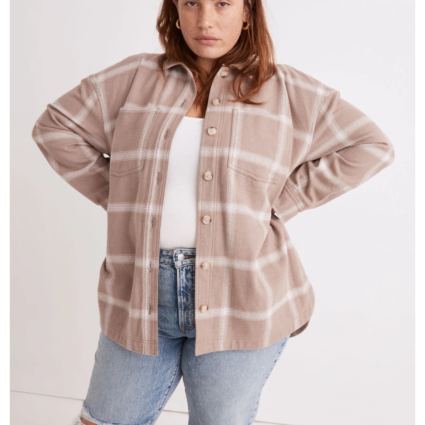 Madewell Plus Flannel Kentwood Oversized Shirt-Jacket in Windowpane Size 1X