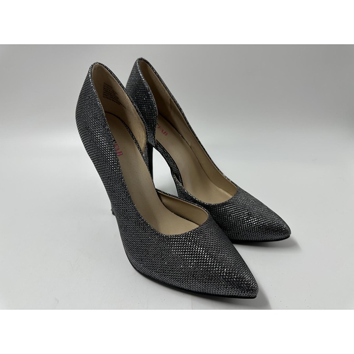 Justfab Womens Ladies Black Metallic Mesh Design Slip On Stiletto Heels Size 8